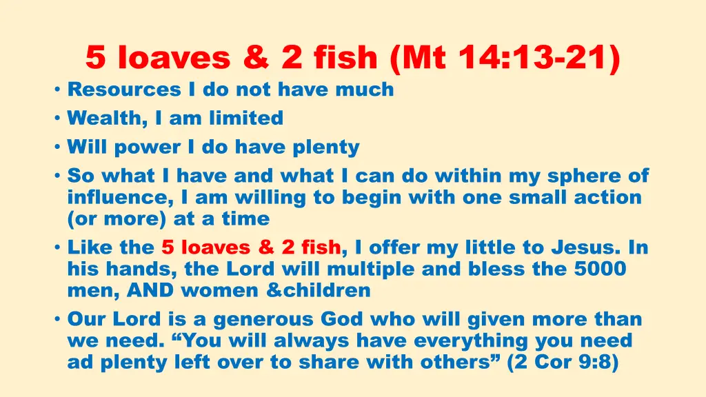 5 loaves 2 fish mt 14 13 21 resources