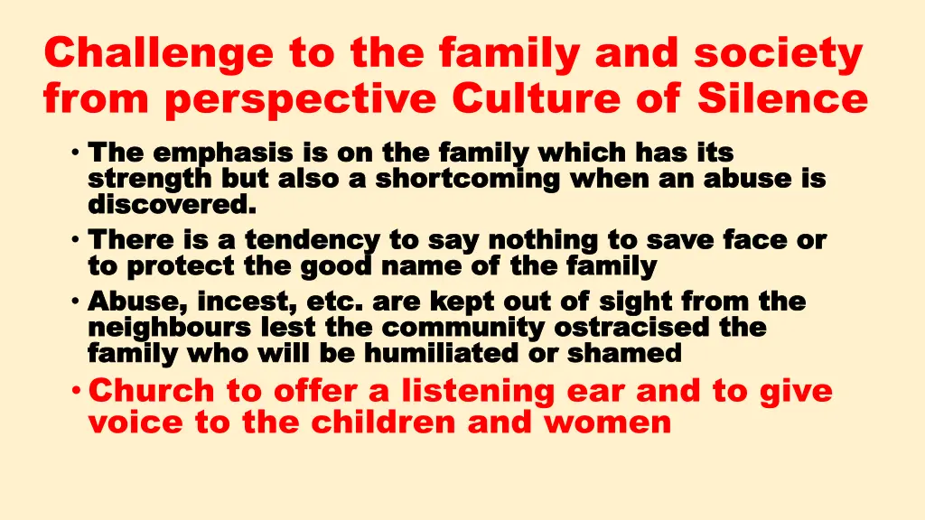 challenge to the family and society from