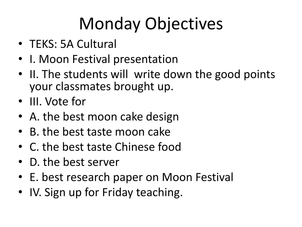 monday objectives teks 5a cultural i moon