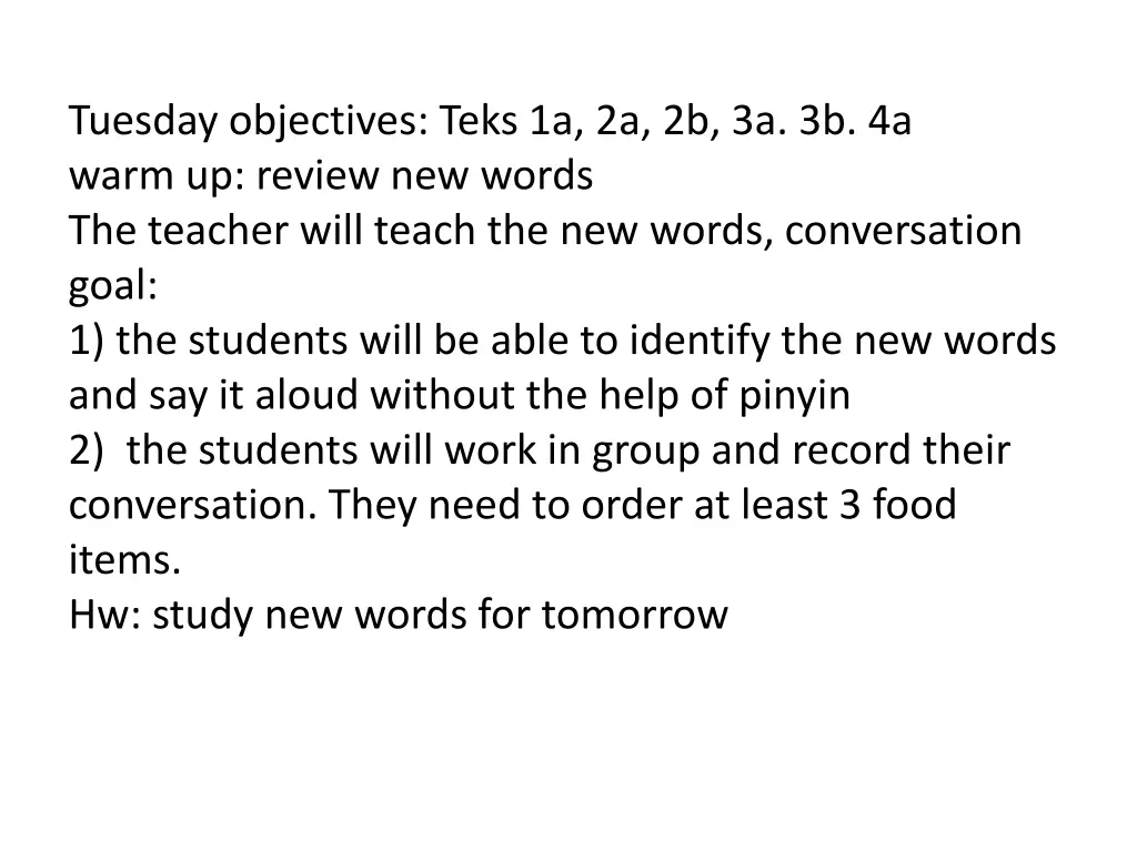 tuesday objectives teks 1a 2a 2b 3a 3b 4a warm