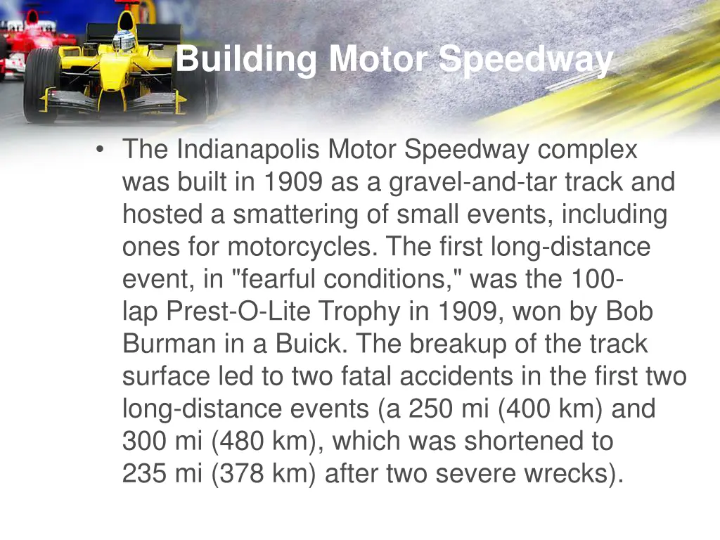 building motor speedway