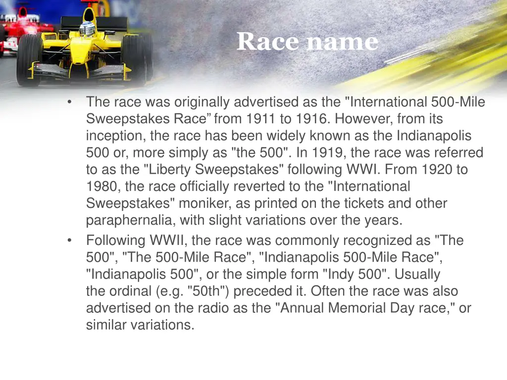 race name