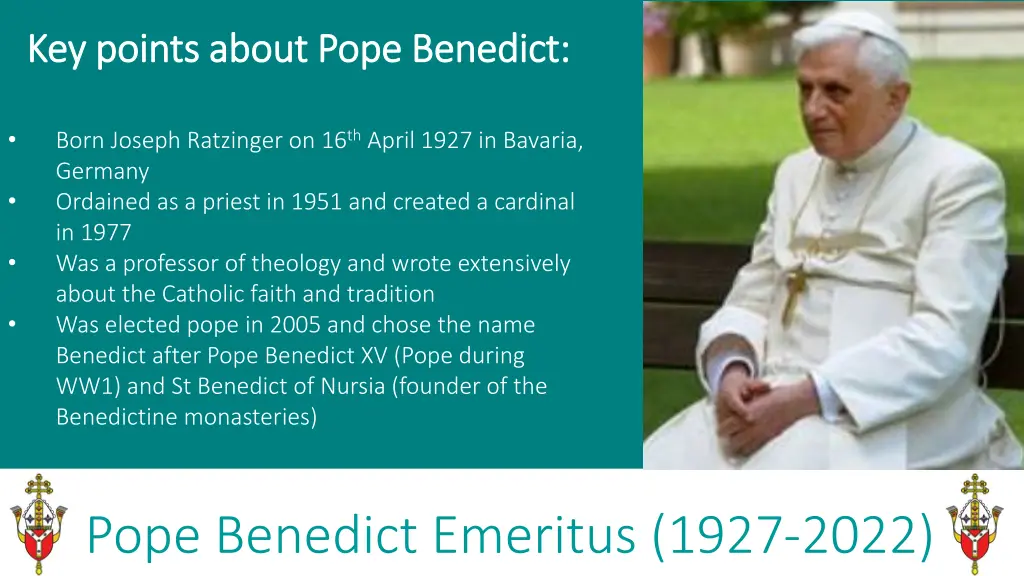 key points about pope benedict key points about