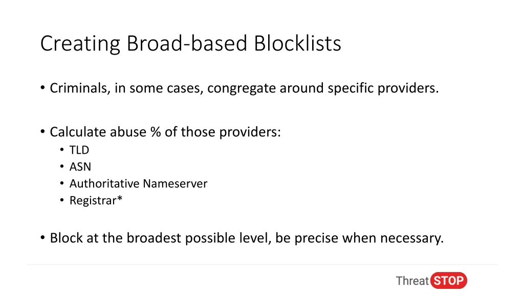 creating broad based blocklists