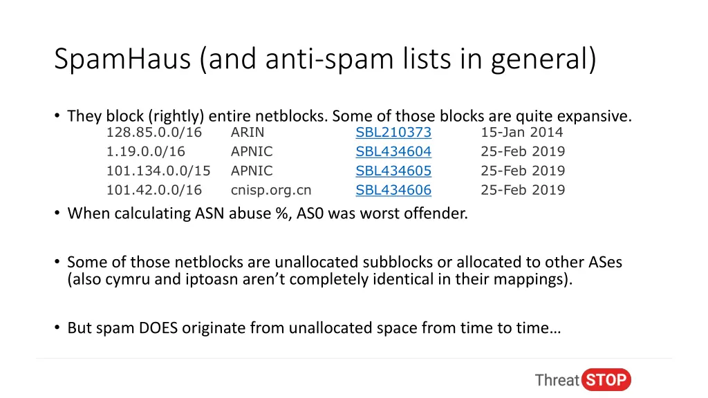 spamhaus and anti spam lists in general