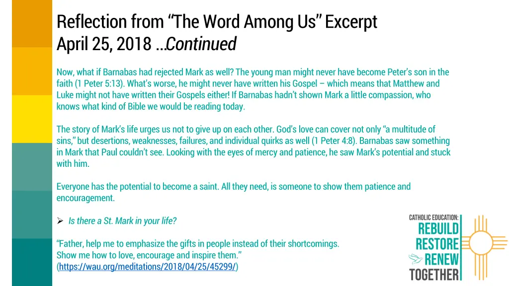 reflection from the word among us excerpt april 1