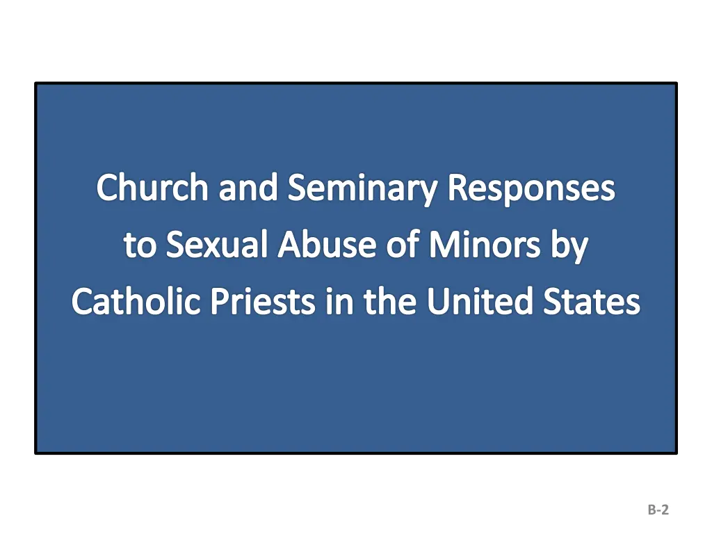 church and seminary responses to sexual abuse