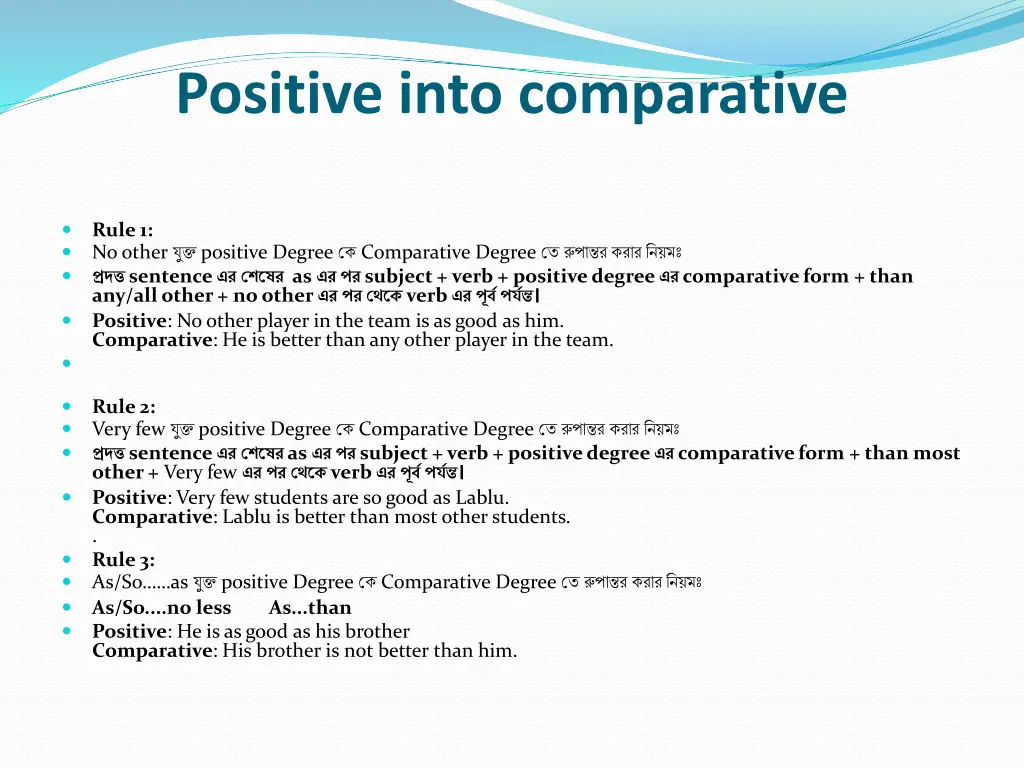 positive into comparative