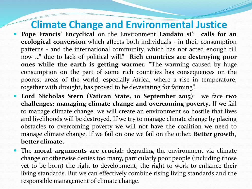 climate change and environmental justice pope