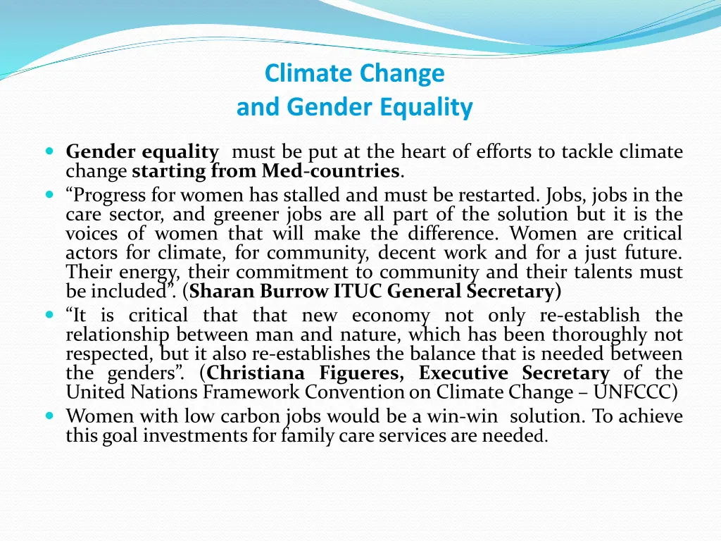 climate change and gender equality