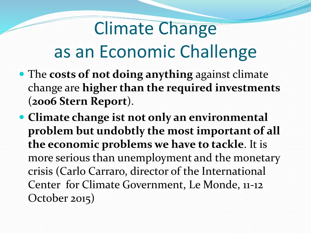 climate change as an economic challenge