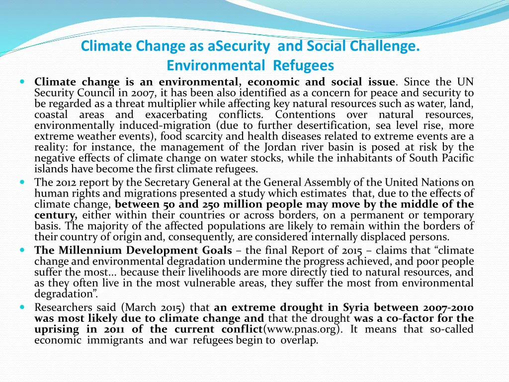 climate change as asecurity and social challenge