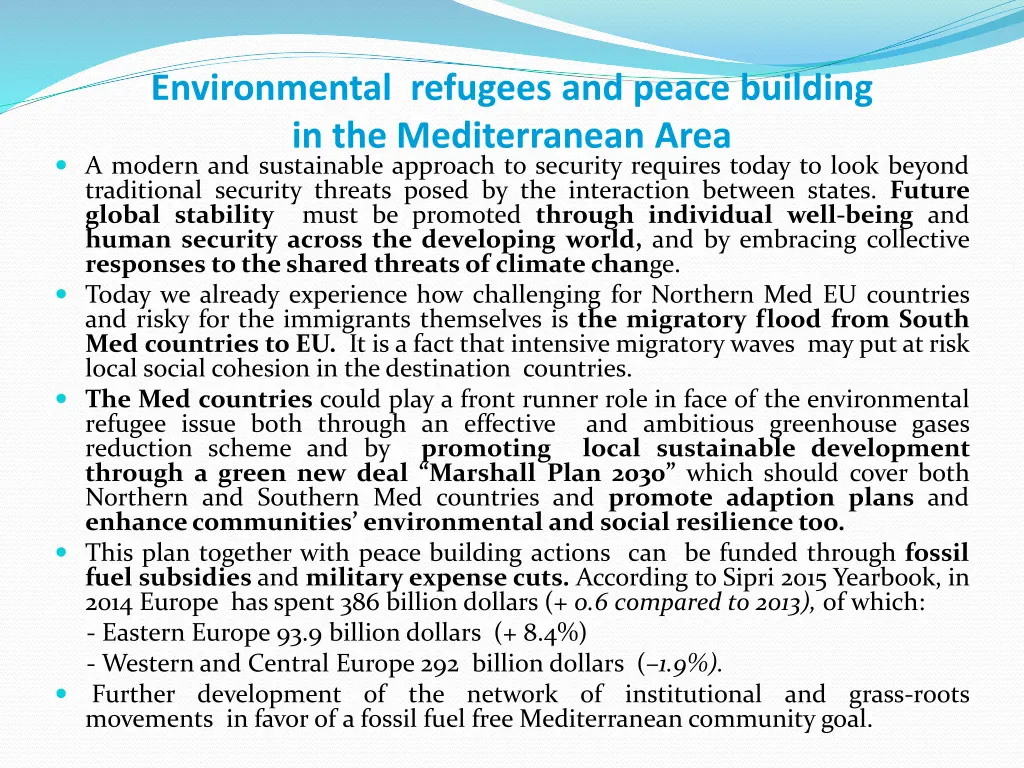 environmental refugees and peace building