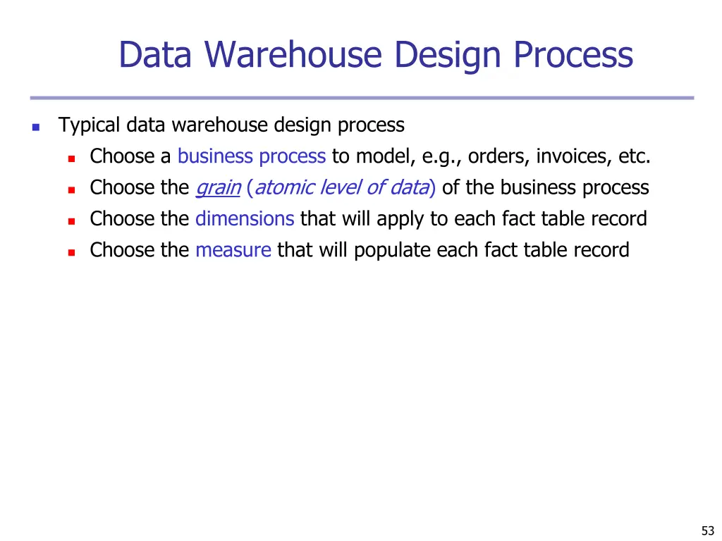 data warehouse design process