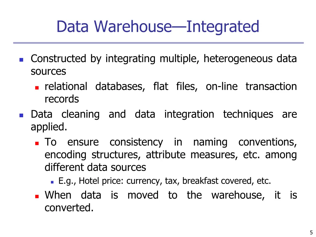 data warehouse integrated