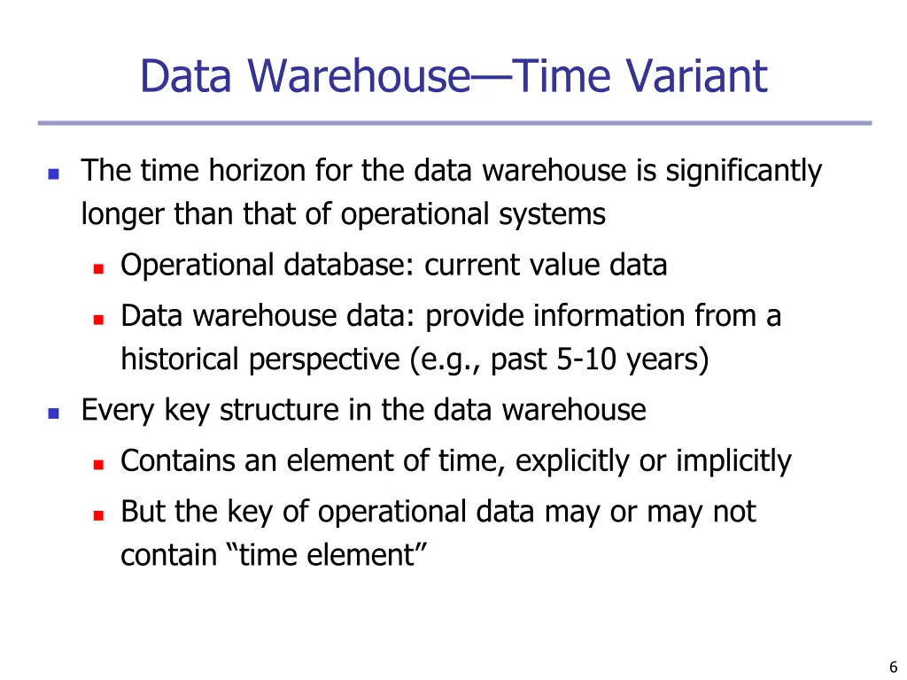 data warehouse time variant