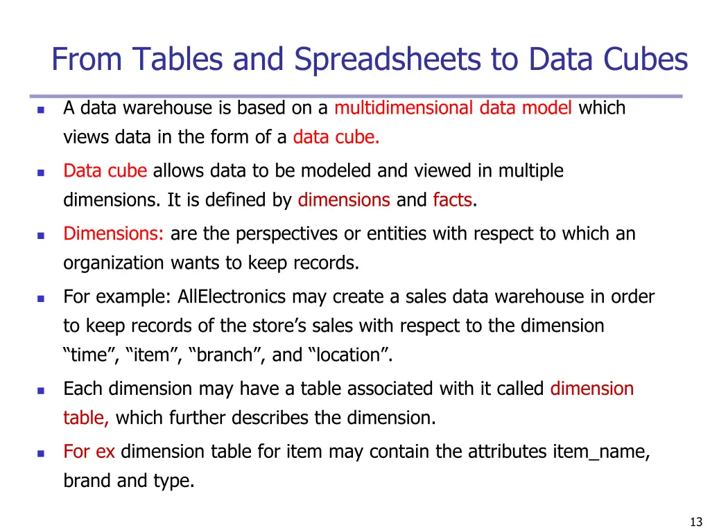 from tables and spreadsheets to data cubes