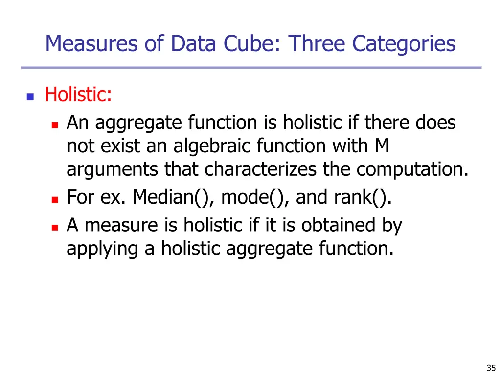 measures of data cube three categories