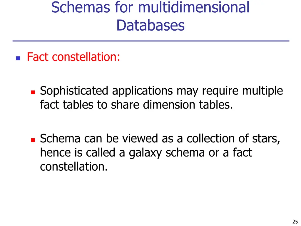 schemas for multidimensional databases