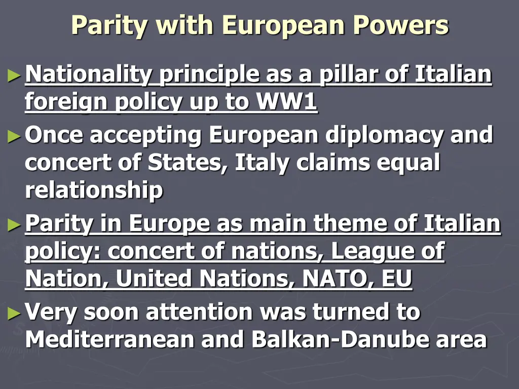 parity with european powers