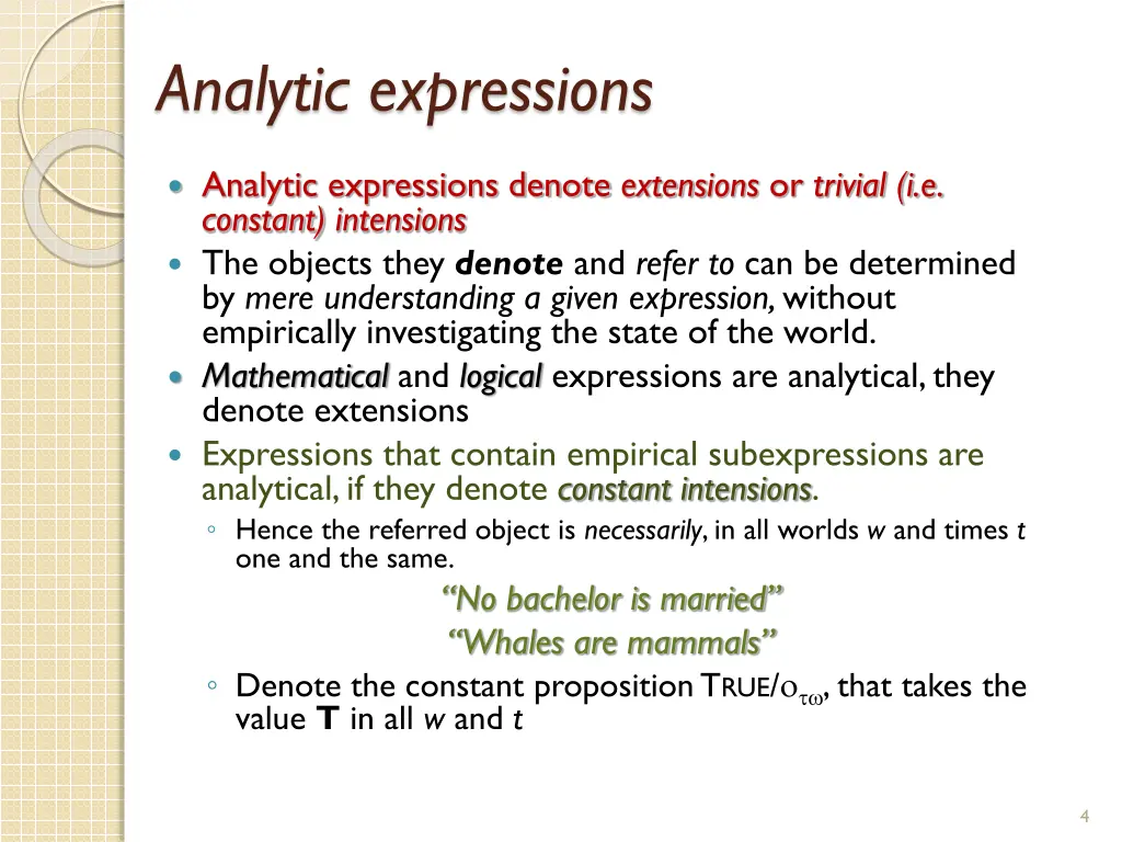 analytic expressions