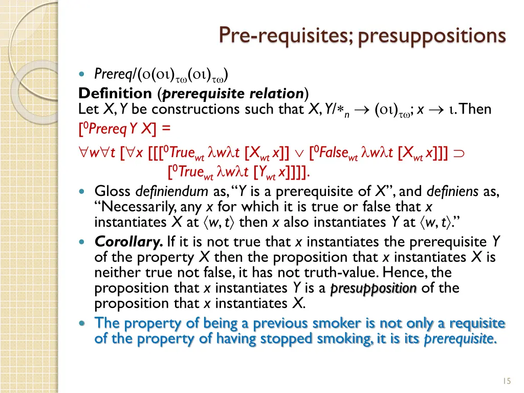 pre requisites presuppositions 1