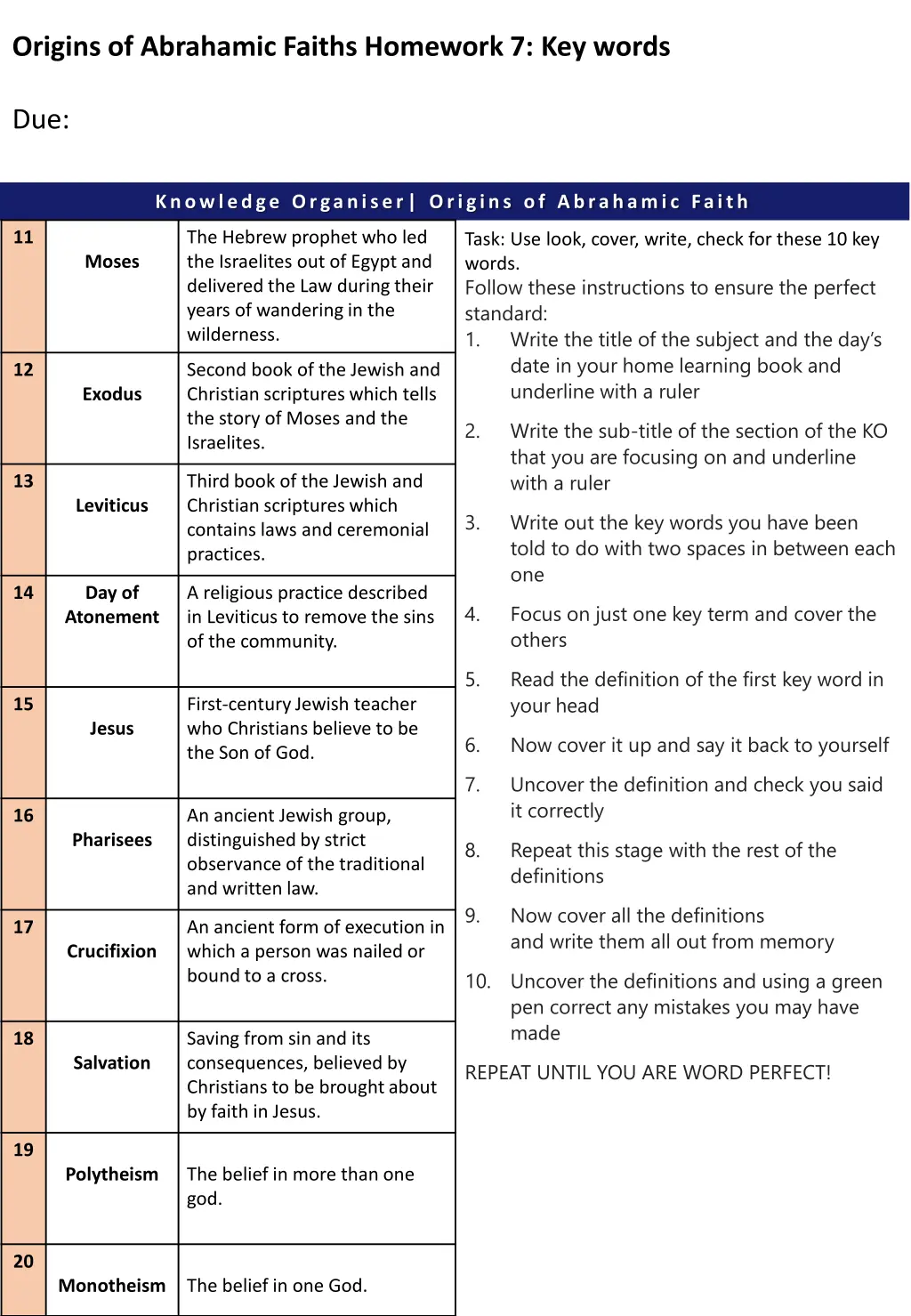 origins of abrahamic faiths homework 7 key words