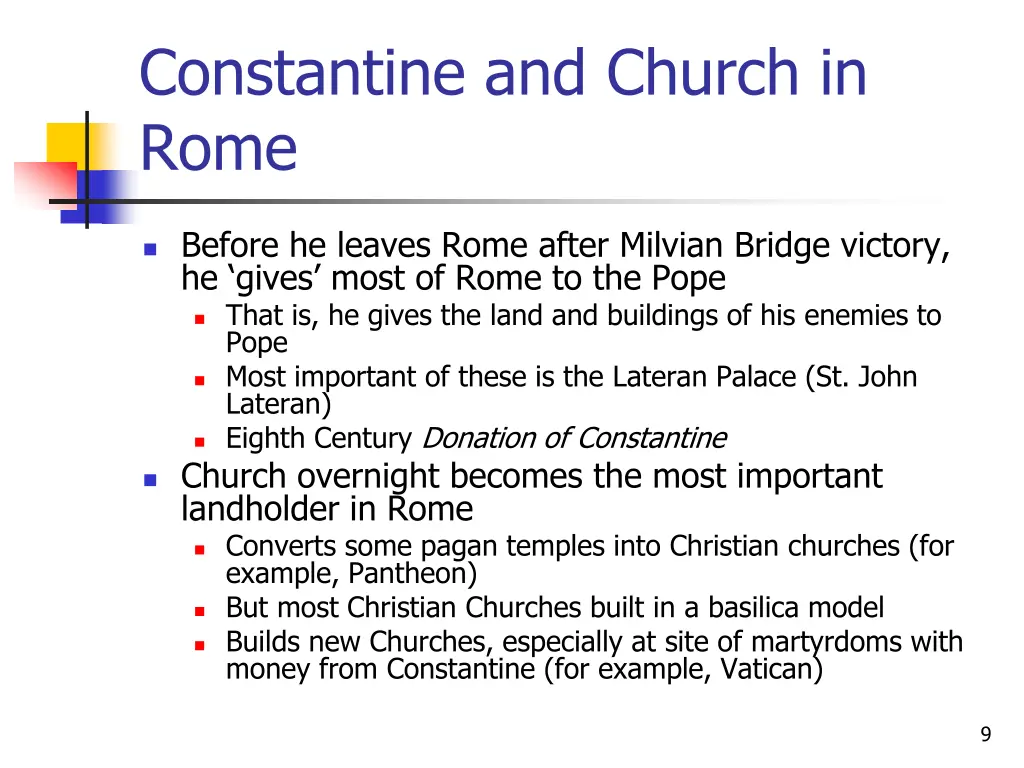 constantine and church in rome