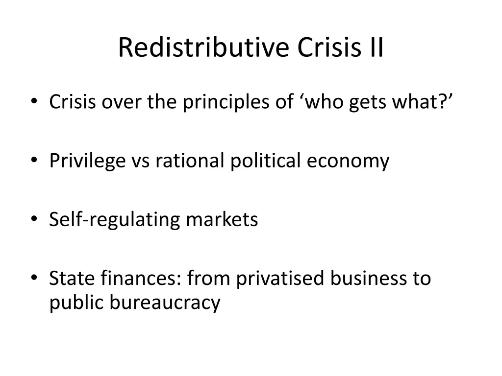 redistributive crisis ii