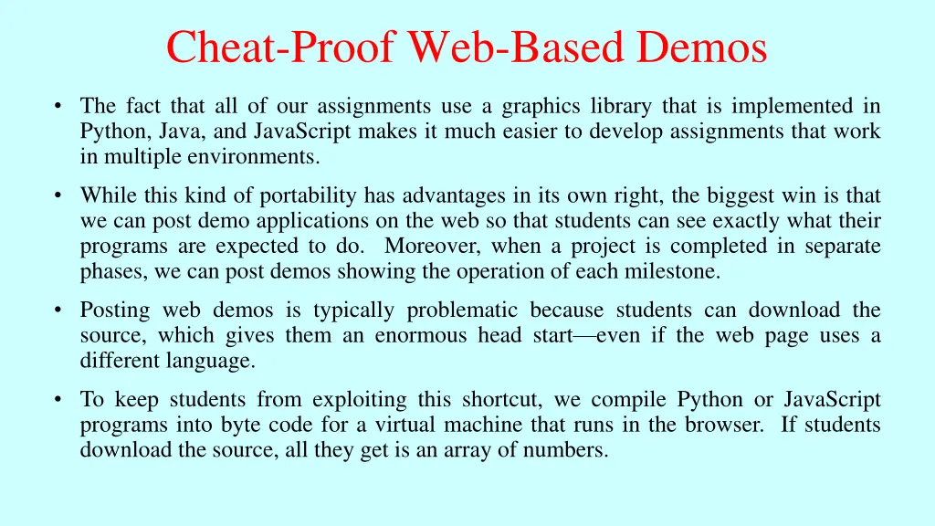 cheat proof web based demos