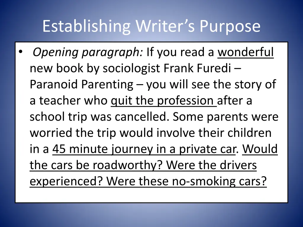 establishing writer s purpose 1