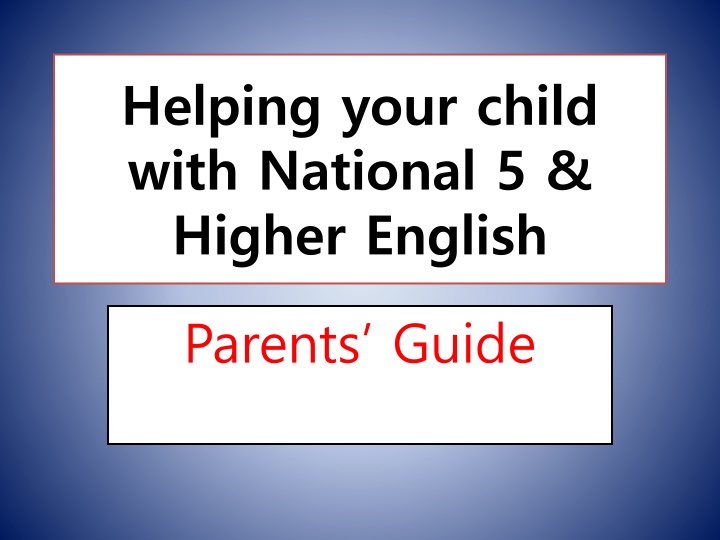 helping your child with national 5 higher english