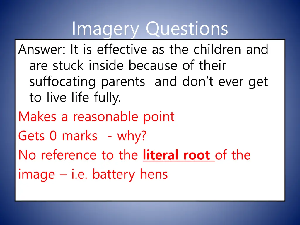 imagery questions answer it is effective