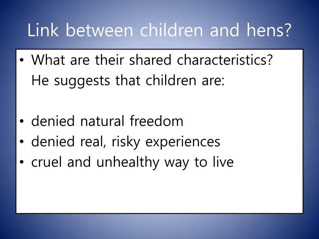 link between children and hens