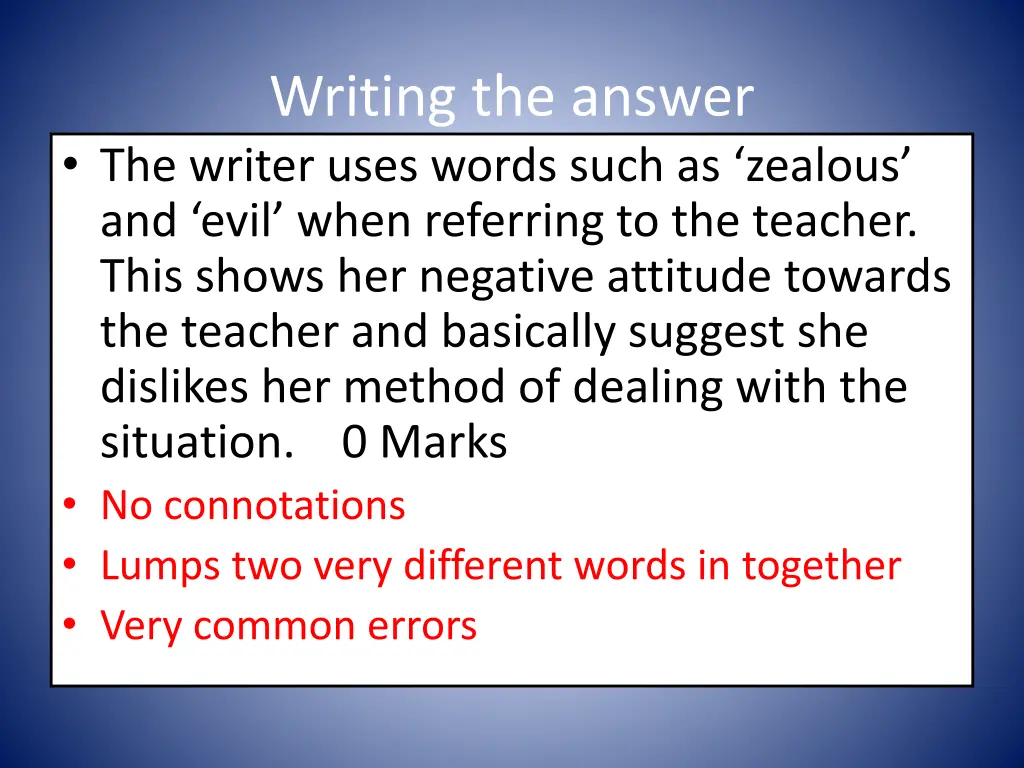 writing the answer the writer uses words such 1