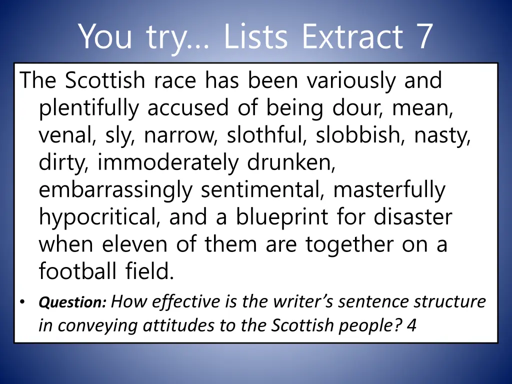 you try lists extract 7 the scottish race