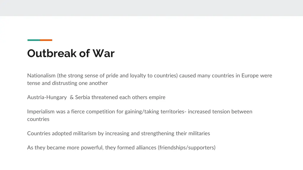 outbreak of war