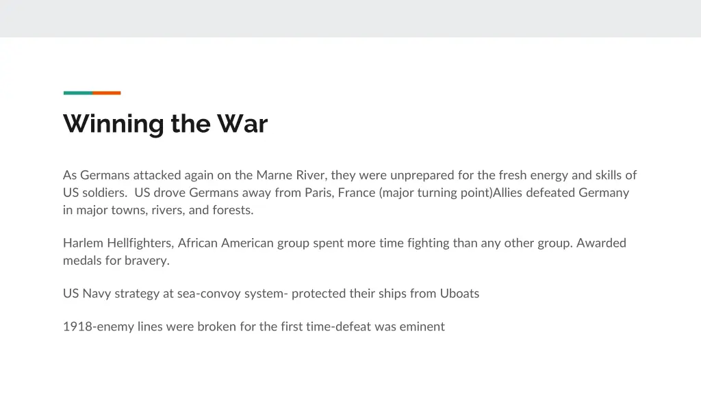 winning the war