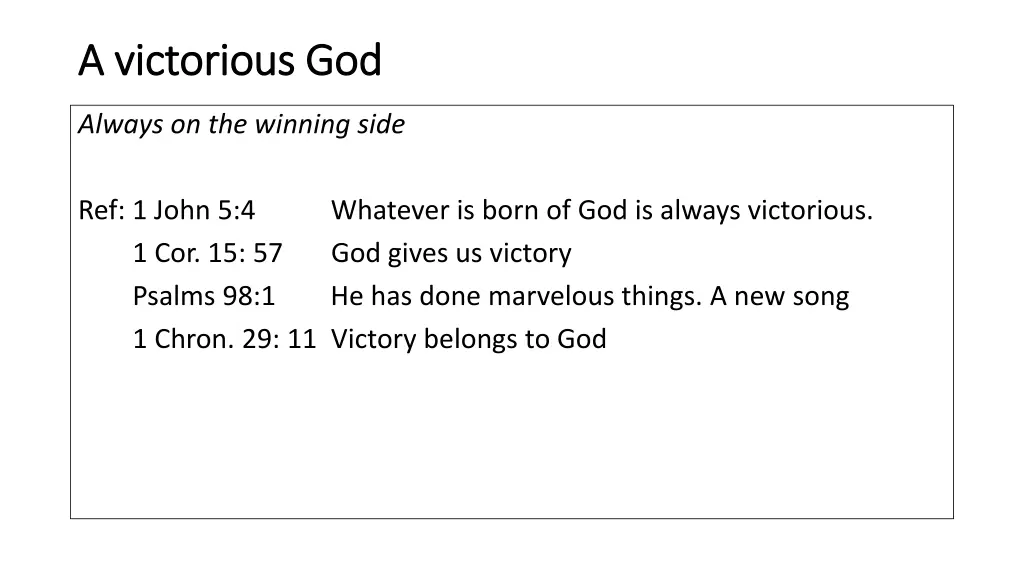 a victorious god a victorious god