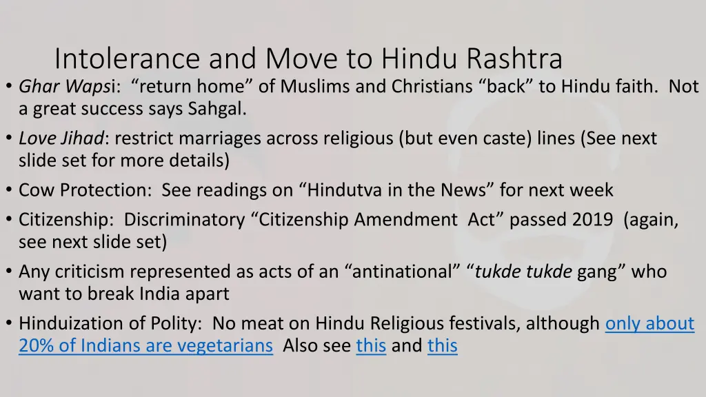 intolerance and move to hindu rashtra ghar waps