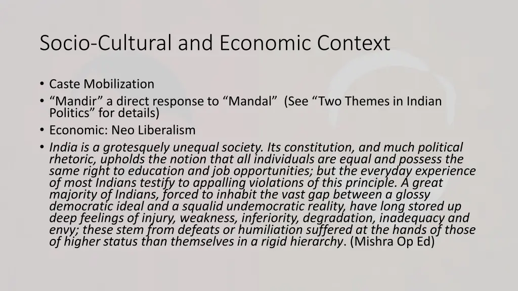 socio cultural and economic context