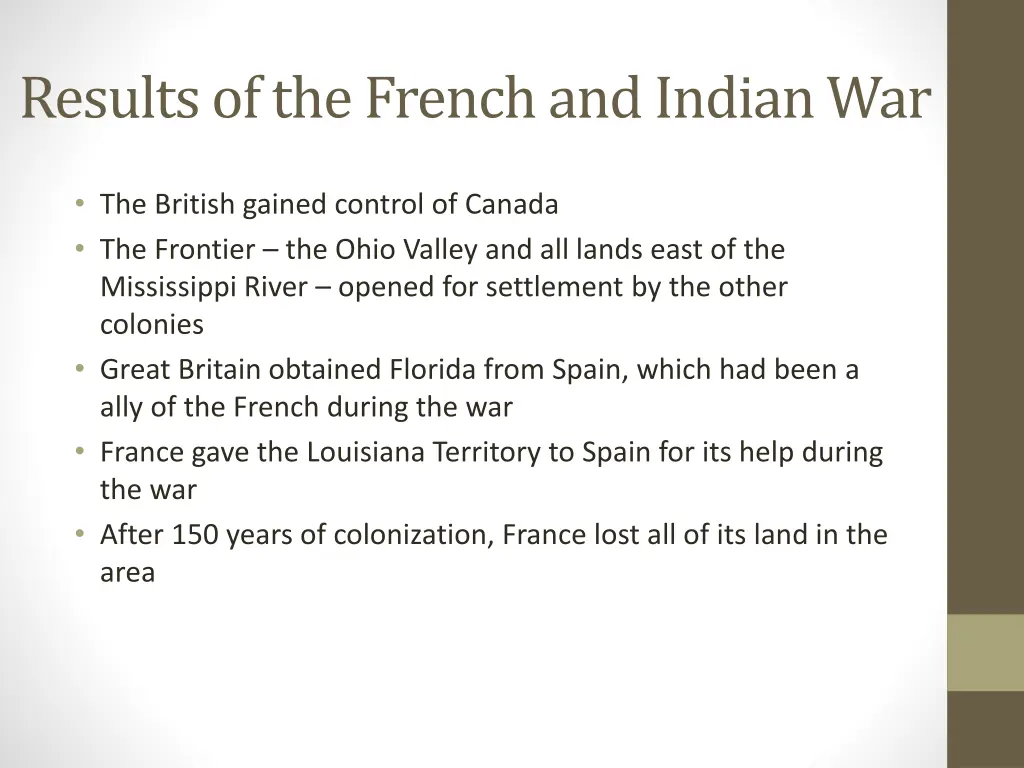 results of the french and indian war