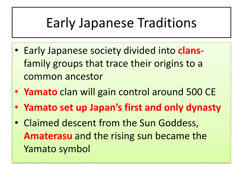 early japanese traditions