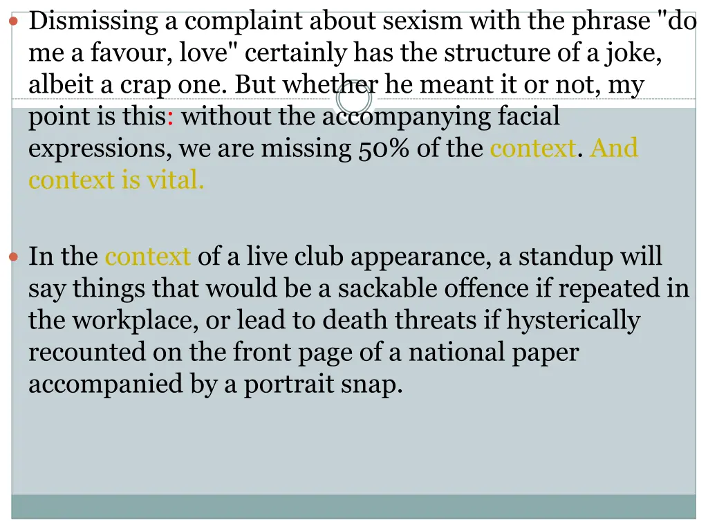 dismissing a complaint about sexism with