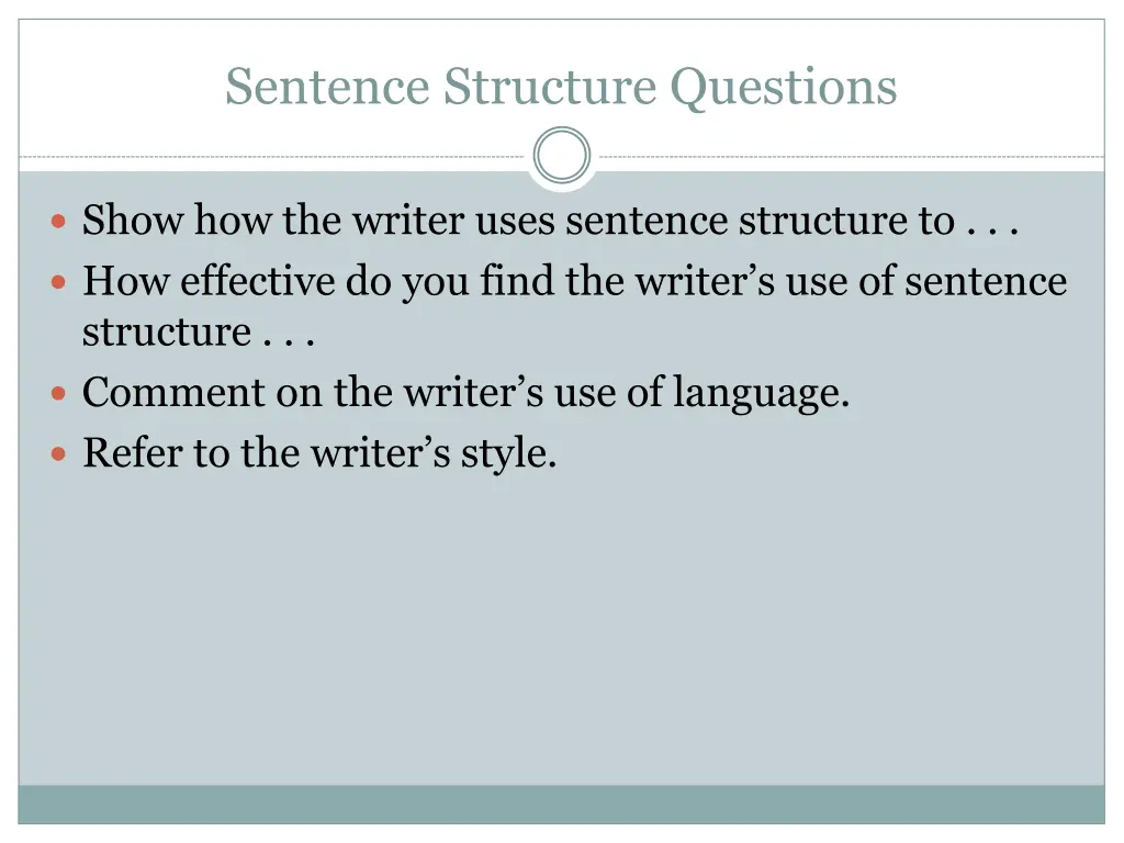 sentence structure questions