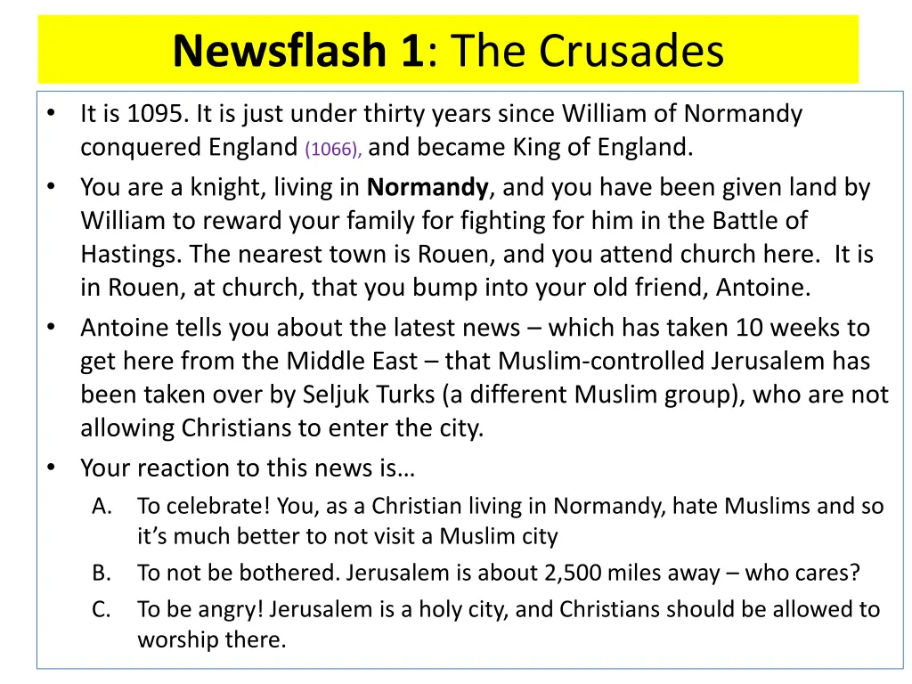 newsflash 1 the crusades