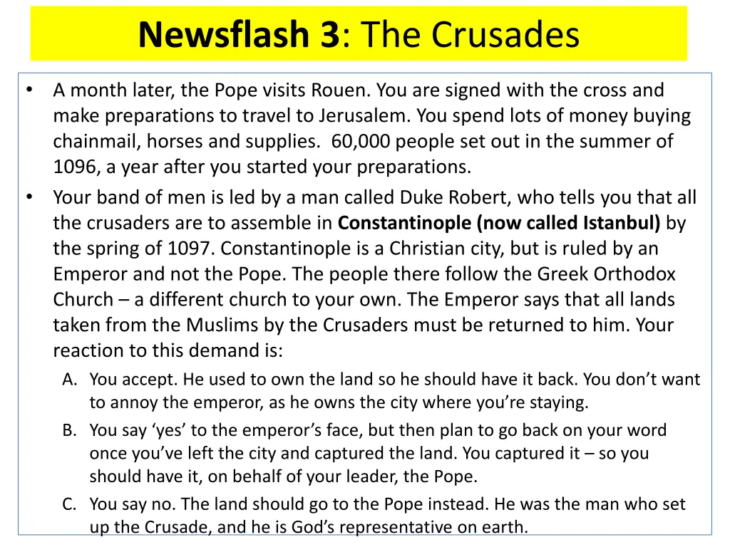 newsflash 3 the crusades