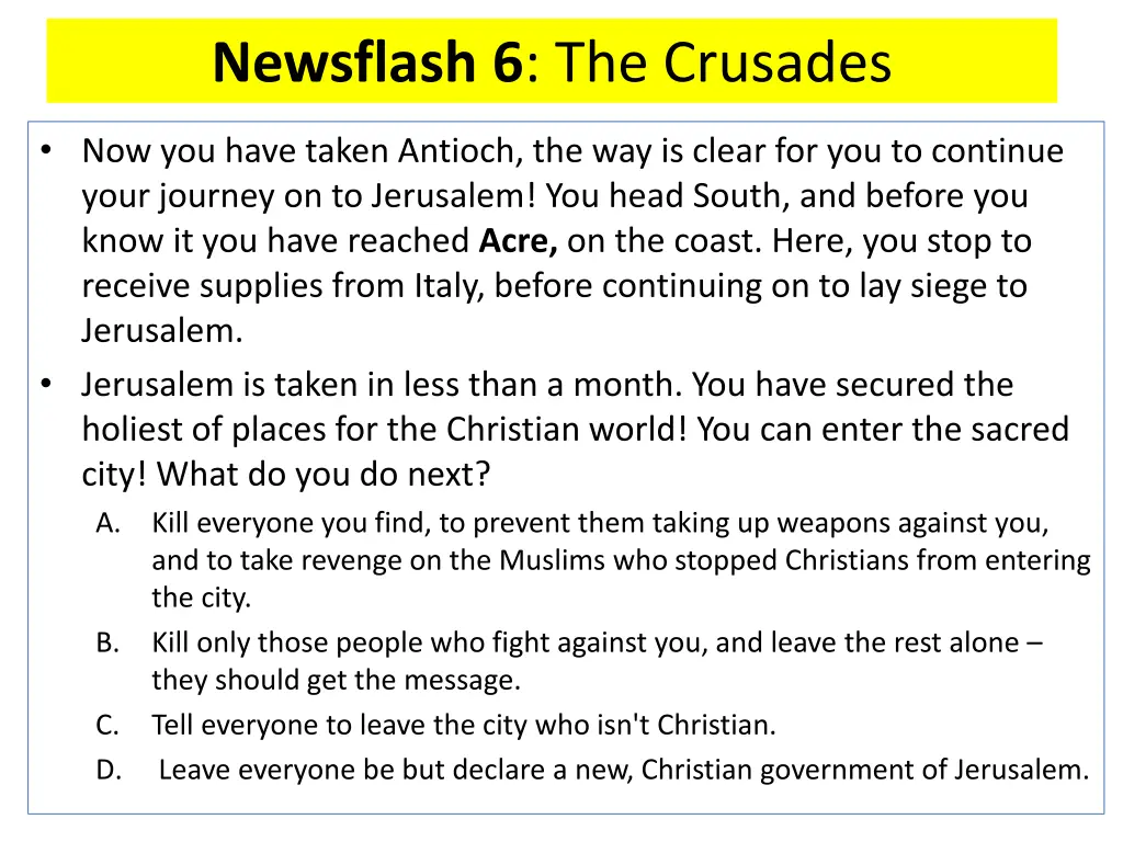 newsflash 6 the crusades