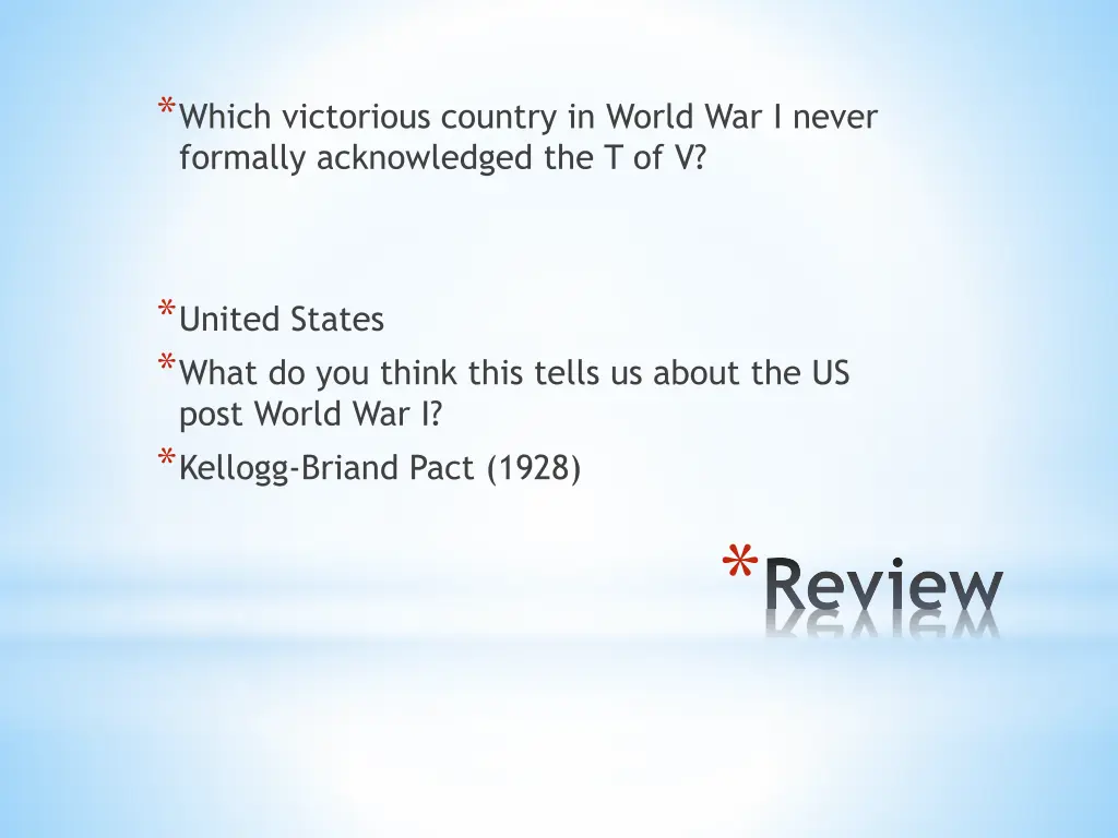 which victorious country in world war i never