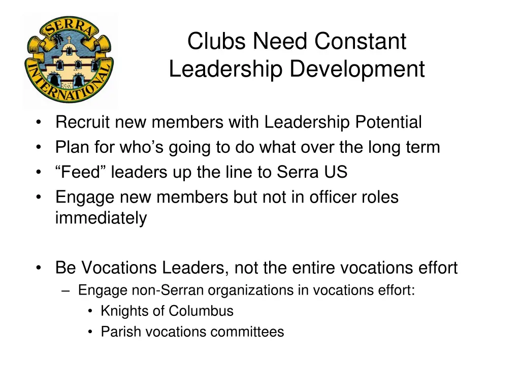 clubs need constant leadership development